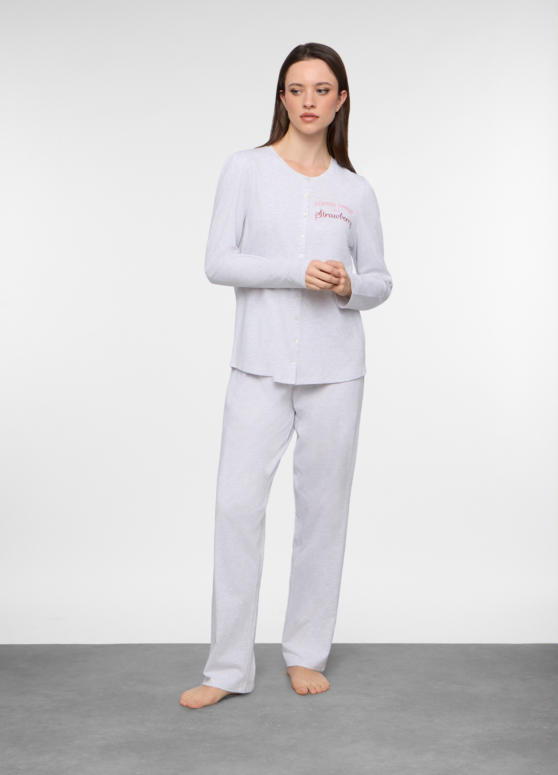 Ženski dugi pidžama set od čistog pamuka