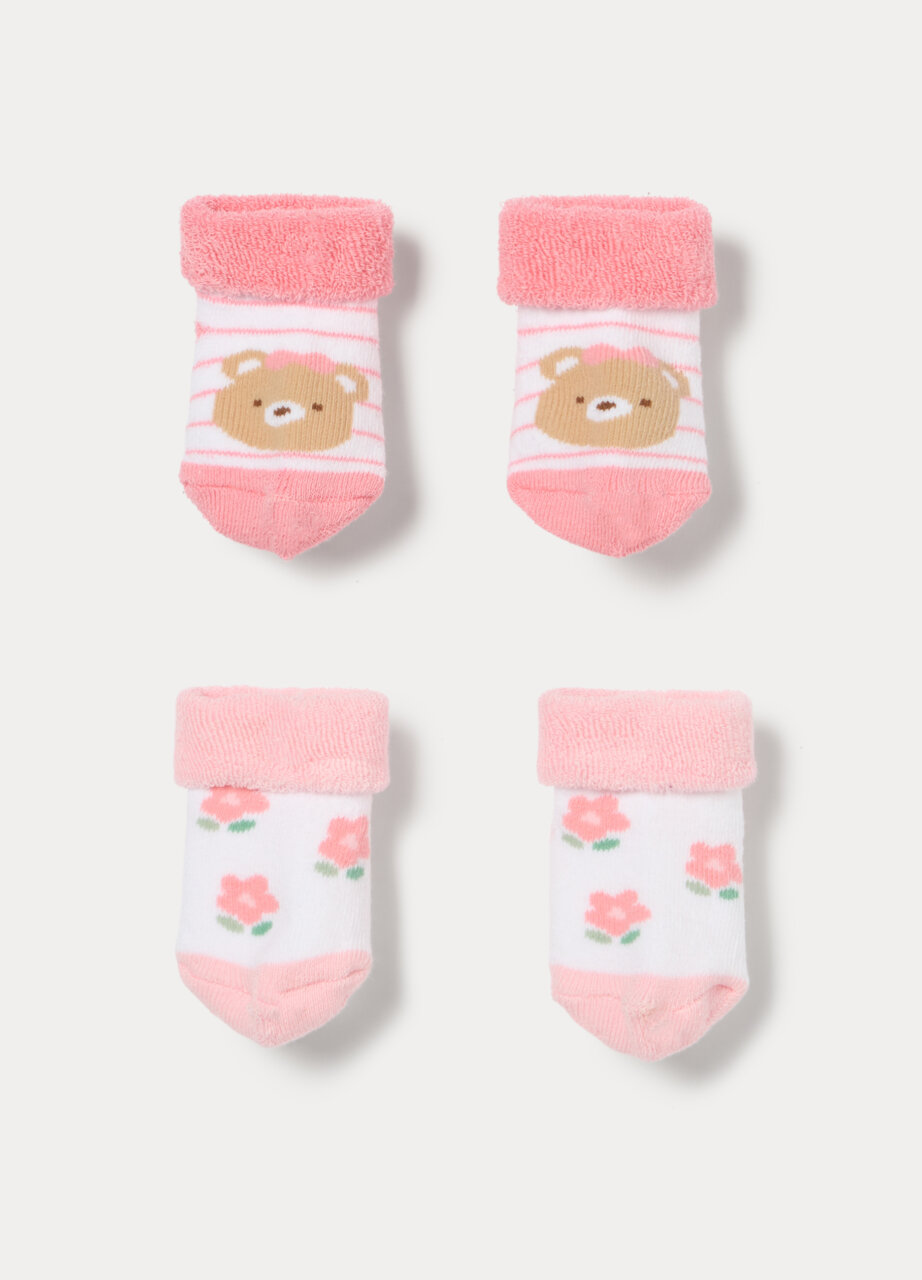 Set od 2 para čarapa od pamučnog frotira za bebu djevojčicu